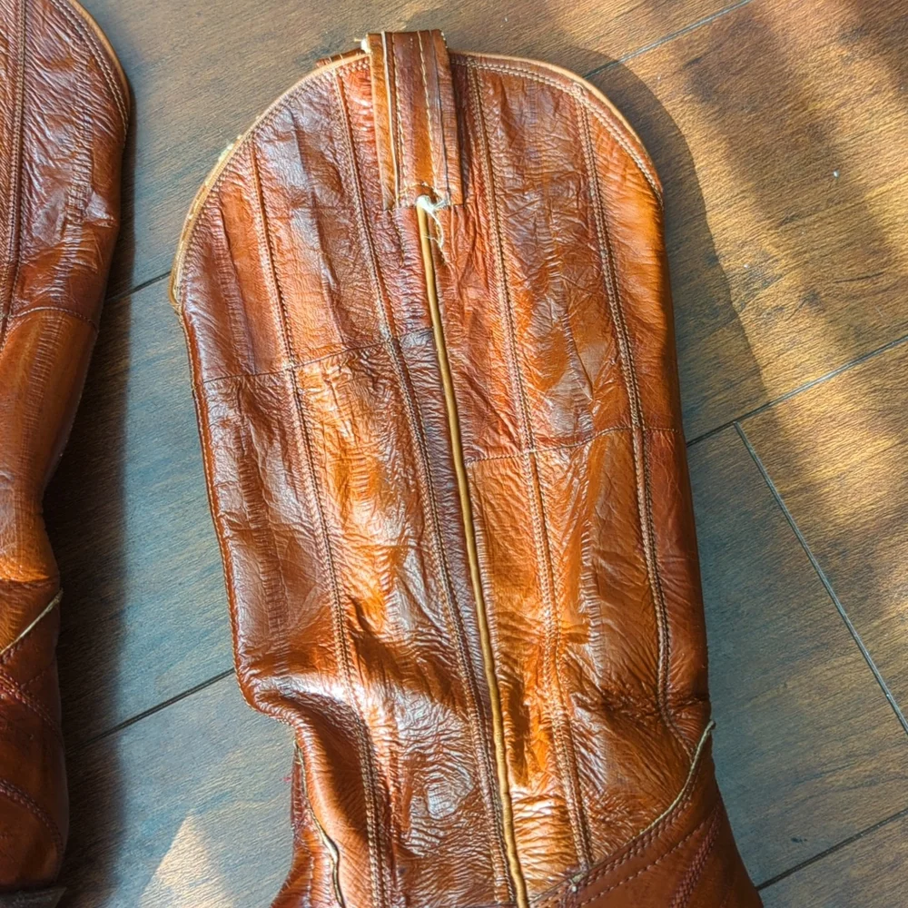 Vintage Hondo Brown Boots Exotic Eel Skin Woman's 7 - Picture 6 of 8
